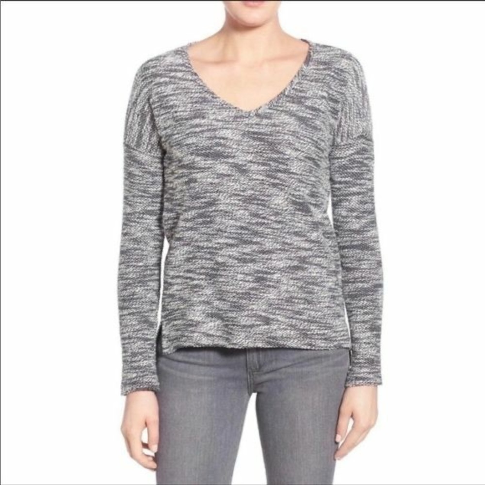 PAIGE Martine Marled V-Neck Pullover Midnight